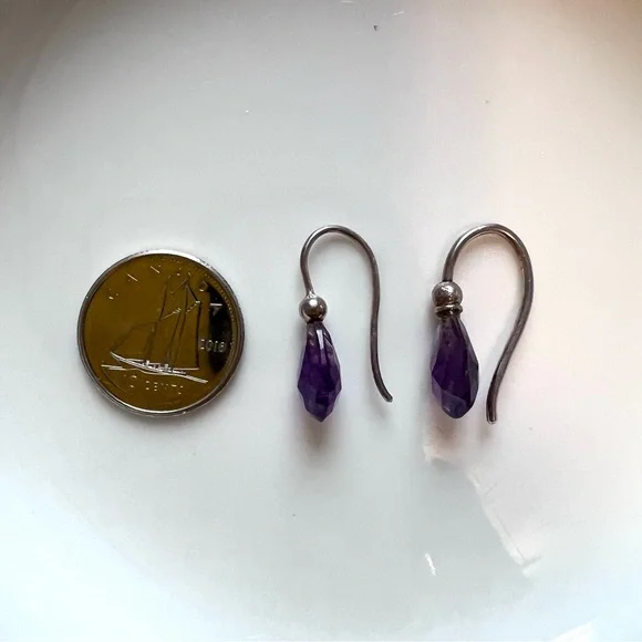 Elegant Minimalist Amethyst Earrings in .925 Sterling Silver - Picture 5 of 6
